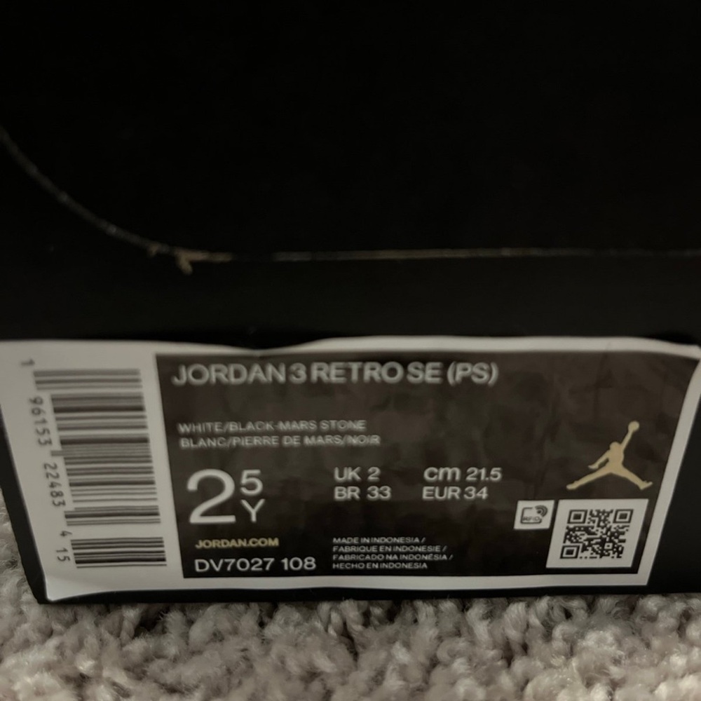 Jordan 3 Retro SE (PS) Sneakers - White/Black/Mars Stone